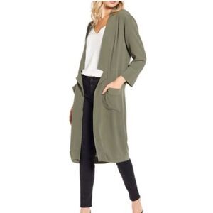 Chelsea 28 NOTCH DETAIL DUSTER IN OLIVE SARMA Size L NWOT
